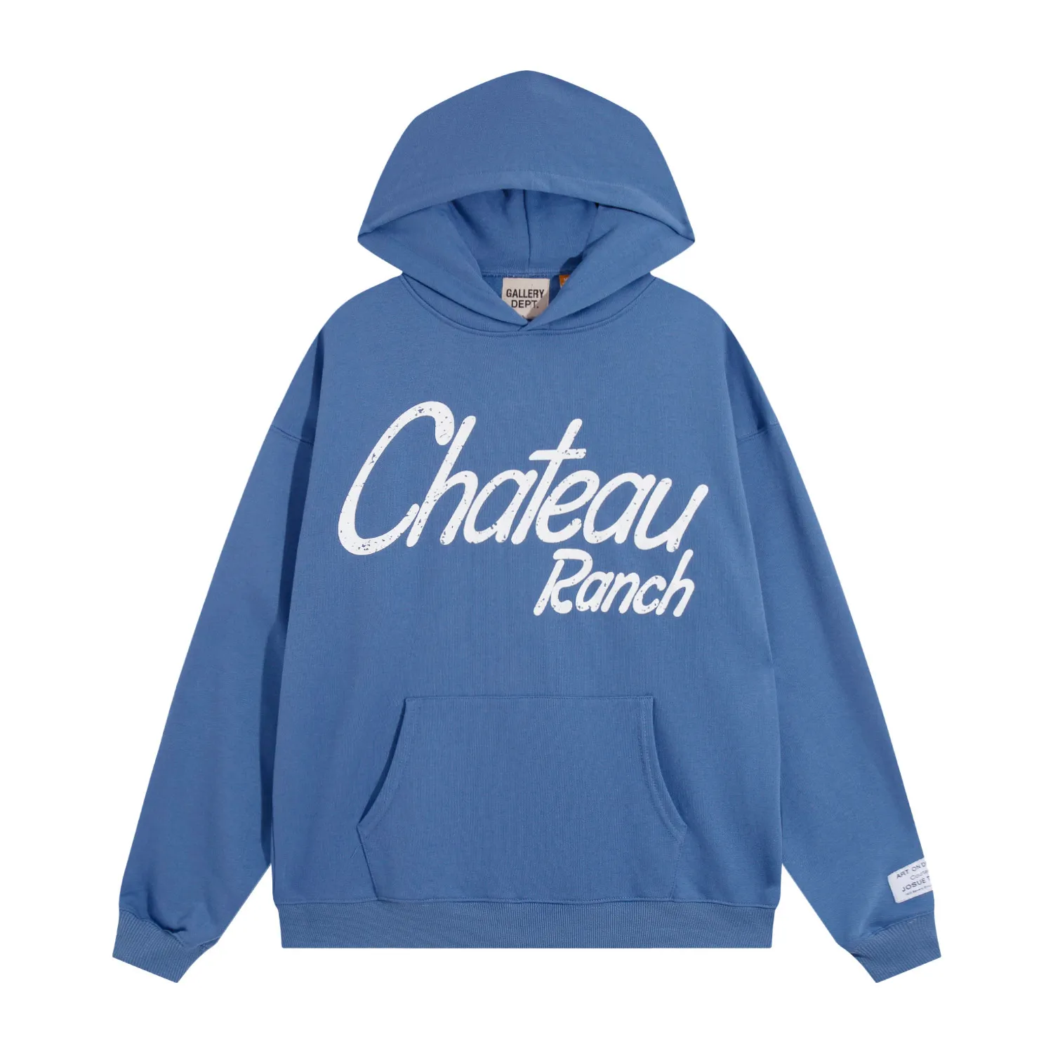 802#Gallery Dept New Slogan Horseshoe Design Printed Hoodie American High Street Hooded Sweatshirt Light Gray Blue S~XL P180